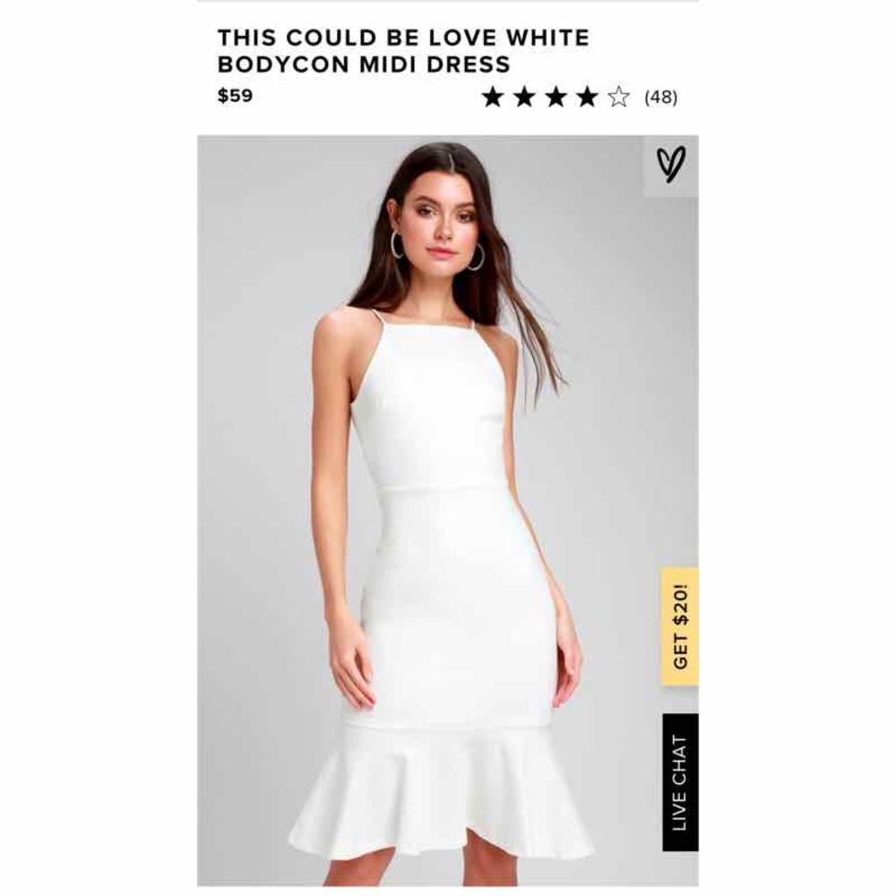 Lulu’s White Bodycon midi dress, worn once